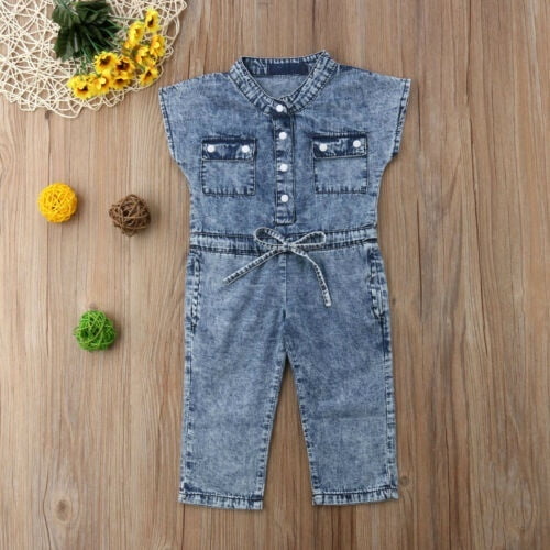 baby girl blue jean romper