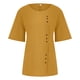 thumbnail image 4 of moda de las mujeres temperamento casual cuello redondo vintage algodón y cáñamo botón sólido manga corta camiseta top jengibre/3xl, 4 of 5