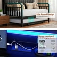 thumbnail image 5 of Hijob Modern Sturdy Metal Twin Daybed Frame with Trundle & Upholstered LED Headboard, Sofa Bed for Small Apartment, Gray & Brown, 5 of 11