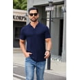 thumbnail image 2 of COOFANDY Men's Ribbed Polo Shirts Short Sleeve V Neck Slim Fit Polo T-Shirt Casual Summer Collared Golf Shirt, 2 of 6