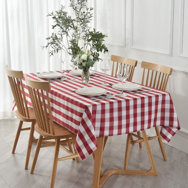 70 x 70 Square Gingham Checkered Polyester Tablecloth