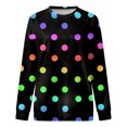 thumbnail image 4 of Womens Sweatshirt Casual Pullover Sweatshirts Long Sleeve Round Neck Loose Dot Printed Hoodless Fashion Hoodies Blouses Women Sweater, 4 of 4