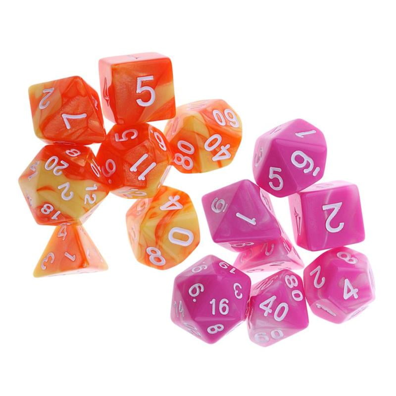 14pcs Two Colors Mixed Polyhedral Dice for Dungeons and Dragons Board Game 