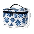 thumbnail image 6 of HELLHERO Storage Pockets Large Makeup Bag Blue Daisies on White Perfect For Travel And Daily Use Large Capacity Vanity Storage, 6 of 6