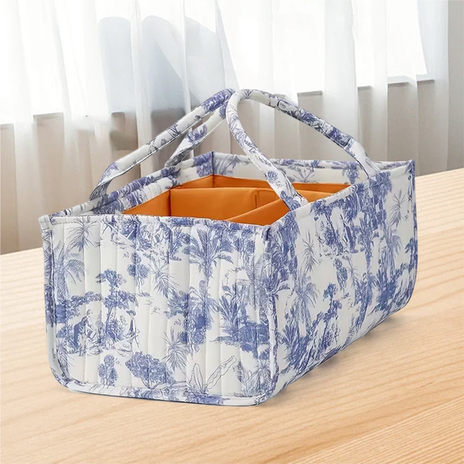 Baby Diaper Caddy Organizer, with Removable Divider Portable Stylish Nursery Storage Basket, Newborn Essentials, Newborn Caddie Car Travel，Blue
