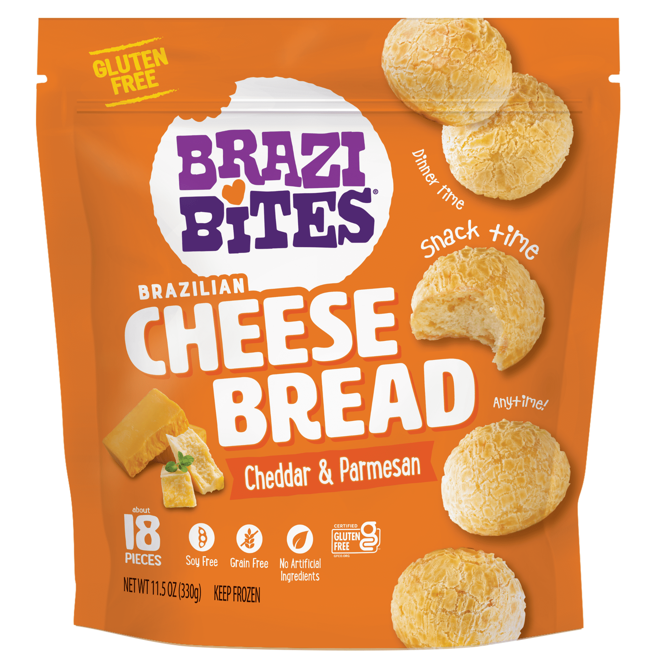 Brazi Bites Cheddar and Parm Brazilian Cheese Bread, Frozen, 11.5 oz