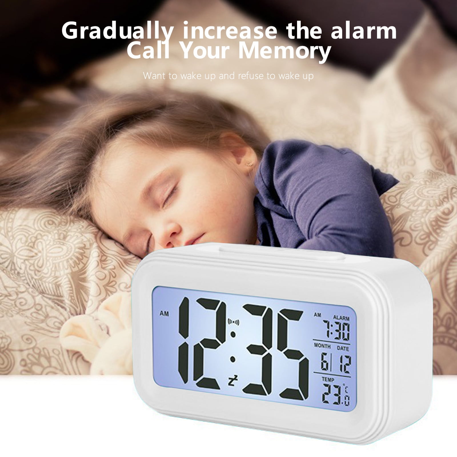 3 Set of Digital Alarm Clock With Background Lighting LCD Display Temperature Monitor Snooze Alarm With Smart Clock Calendar