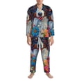 thumbnail image 3 of Daiia Oil Painting Sunflower Puppy for Men's Long-Sleeved Pajama Set – Soft & Comfortable Sleepwear Button-Up Pajamas Cozy Lounge Wear-XX-Large, 3 of 7