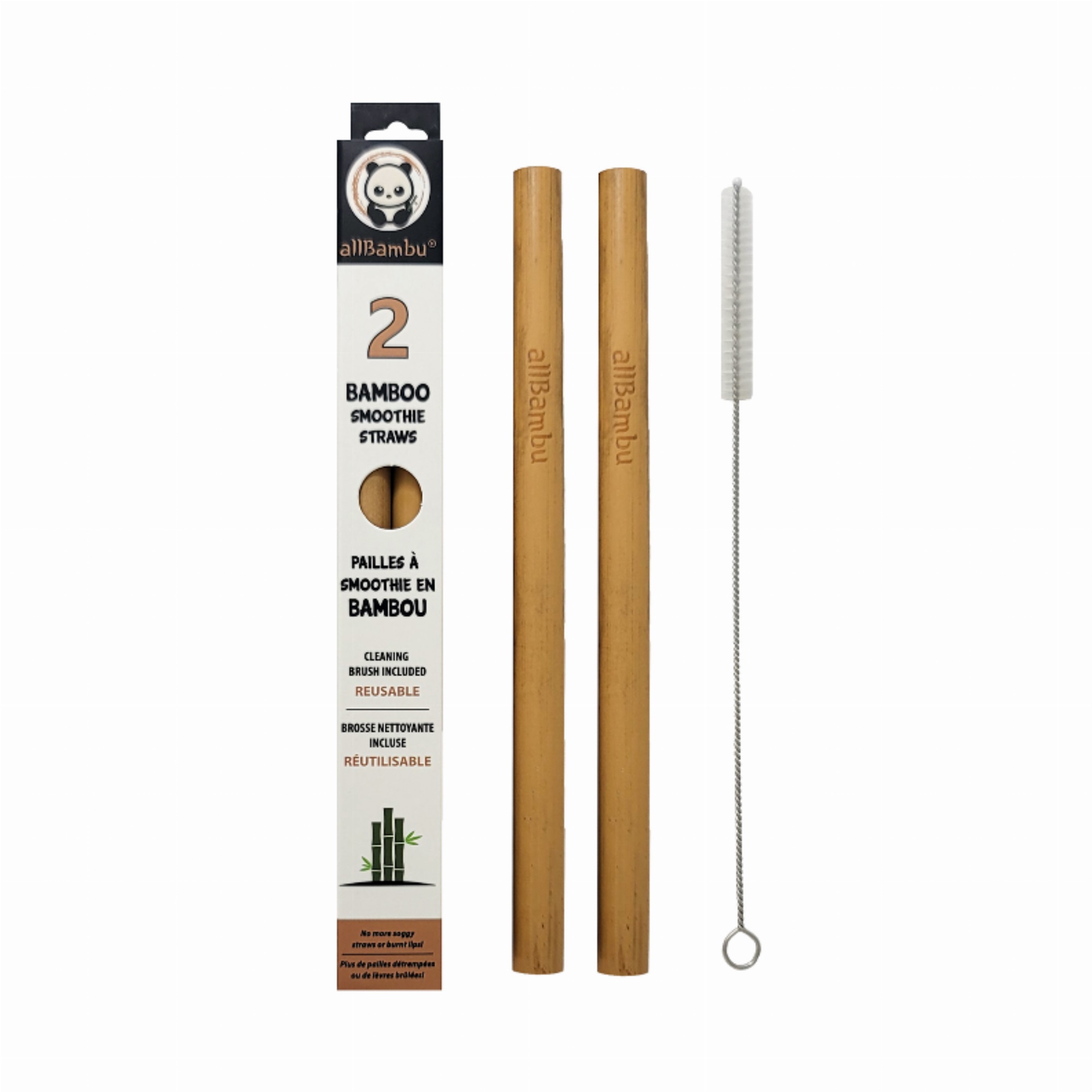 2 Pack Bamboo Smoothie Straws