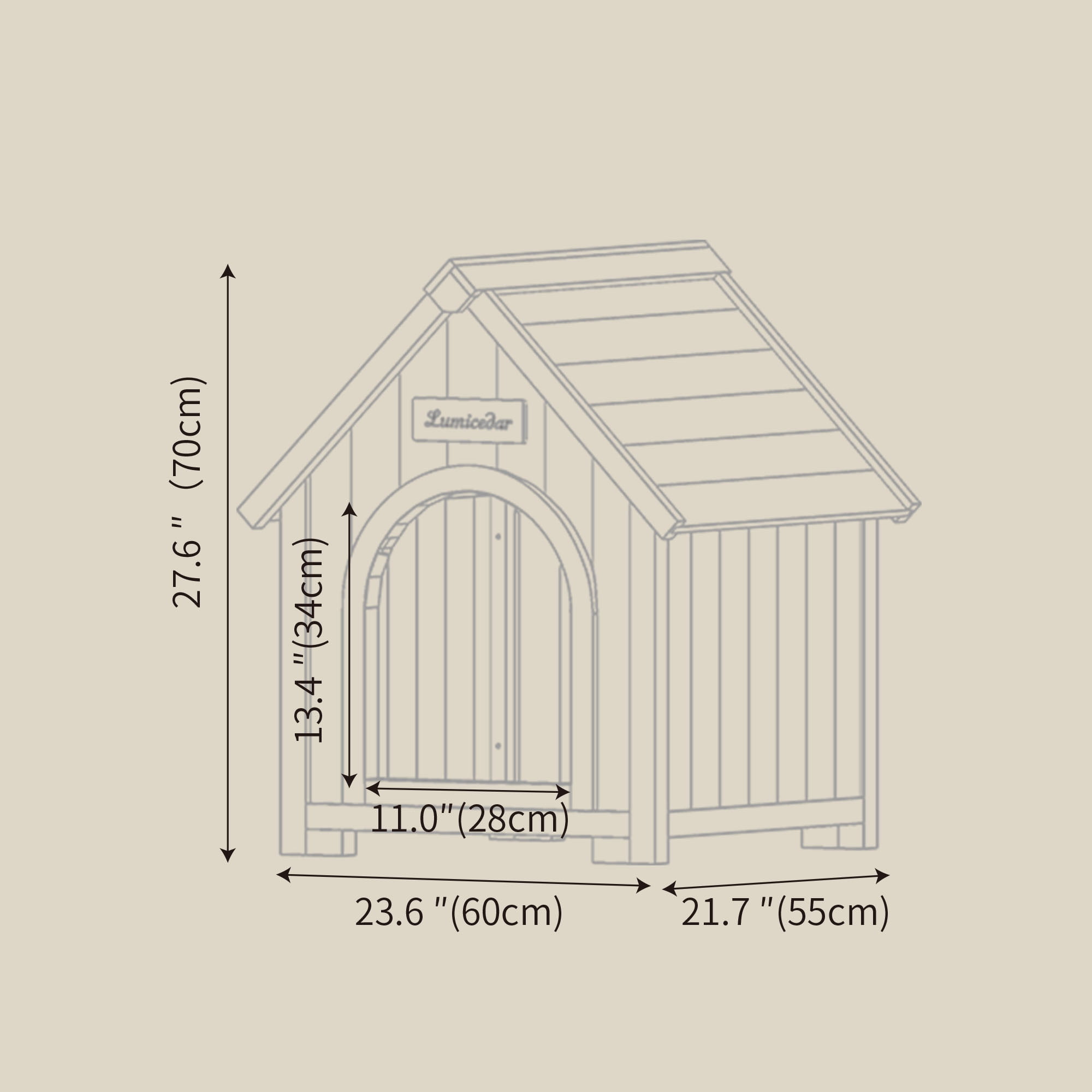 CQSXDA Indoor Cedar Pet House in Cream Yellow Finish  Medium Sized Cabin Style Shelter for Small Dogs and Cats