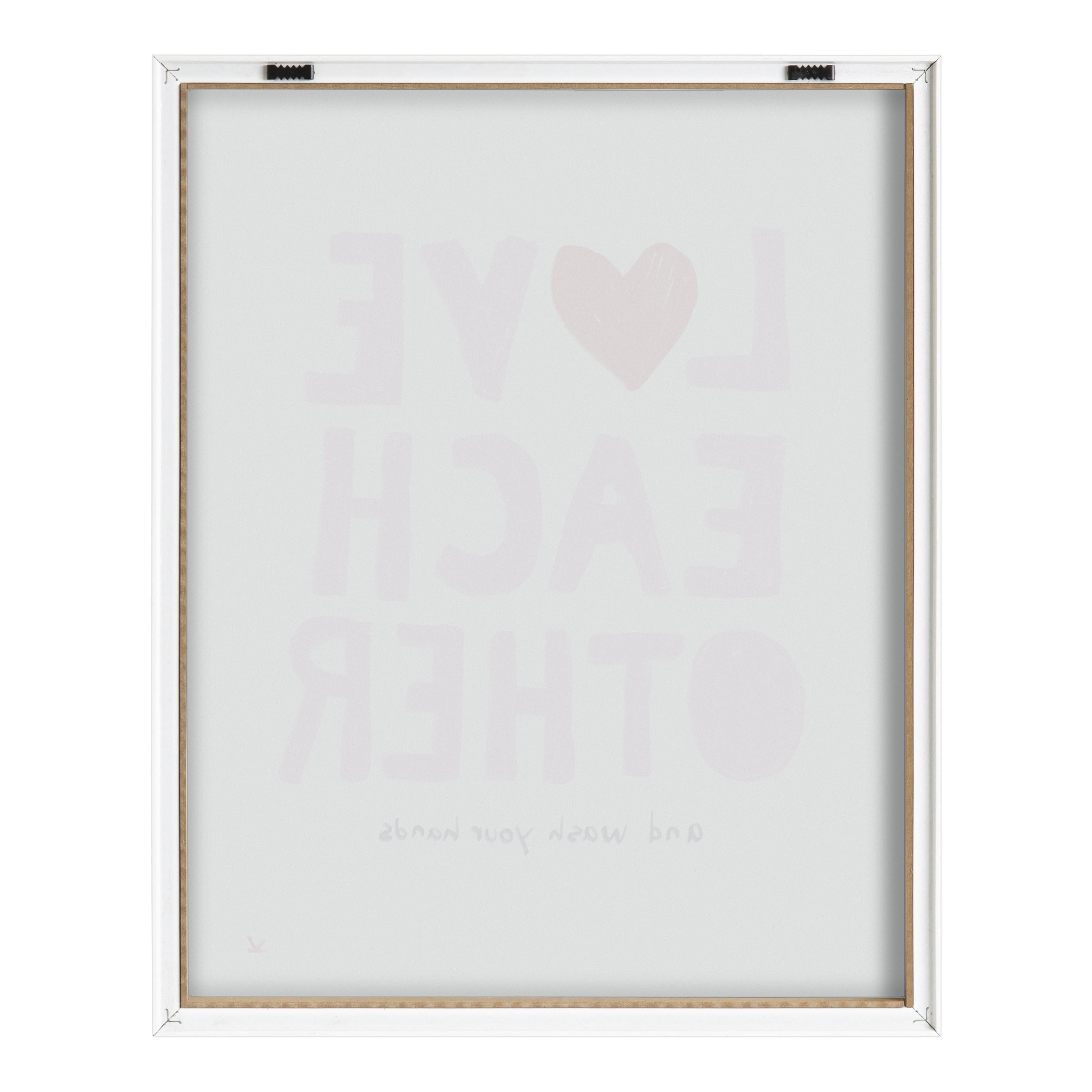 Kate and Laurel Blake Love Each Other and Wash your Hands Framed Printed Glass Wall Art by Kelly Knaga, 16x20 Natural, Decorative Inspirational Art for Wall