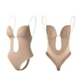 thumbnail image 3 of Body elástico sin espalda para mujer, escote en V profundo, moldeador corporal para vestidos de novia Color de piel, 3 of 3