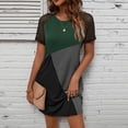 thumbnail image 4 of Jusqu'à 65 % de Réduction! Robes d'Été Mode pour Femmes 2024 Grande Taille Loisirs Dentelle Manches Courtes Col Rond Couleurs Contrastées Robes, 4 of 6