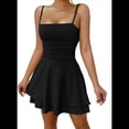thumbnail image 1 of Vestido de Fiesta de Tirantes Finos en Color Liso para Verano, Negro, Talla S, 1 of 7