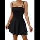 thumbnail image 1 of Vestido de Fiesta de Tirantes Finos en Color Liso para Verano, Negro, Talla S, 1 of 7