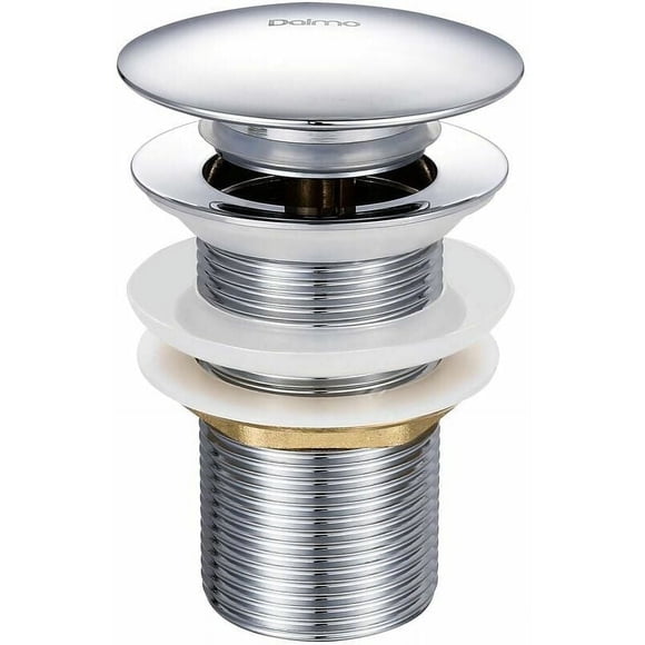Elegant Sink Drain for Washbasin, Solid Brass Construction Polished Chrome Finish Ensures Durability & Rust Resistance for Bathroom Vanity Sinks (1x DALMO)