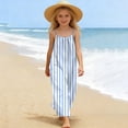 thumbnail image 4 of ITSAME Girls Slip Dress, Loose Fit Striped Print Backless Summer Fashion Casual Dress for Kids Light Blue 13T, 4 of 9