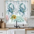 thumbnail image 6 of Turquoise Carbs Coastal Swag Curtains for Kitchen/Bedroom/Living Room, Nautical Summer Beach Coral Jellyfish Scalloped Curtains 63 Inch Long, Window Swag Topper Curtains Valances 2 Panels Set 36"x63", 6 of 8