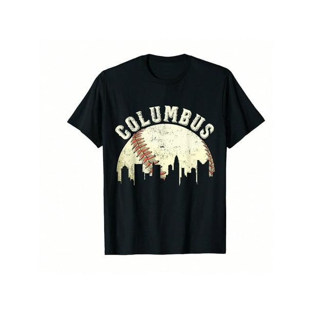 Columbus Vintage Baseball Tee Distressed Gameday Retro T-Shirt! AL Birthday Gifts Short Sleeve Crew Neck Casual Top for Spring & Summer, Lightweight Summer & Spring Tee, Machine Washable