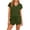 Army Green, variant on Womens Short Sleeve Round-Neck Blouses & Shirts Set Solid Color Pocket Stretch Waist Drawstring Summer 2 Piece Shorts Set