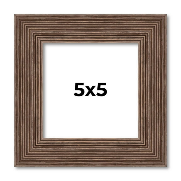 5x5 Farmhouse Brown Solid Wood Picture Frame Width 1.5 Inches | Interior Frame Depth 0.5 Inches |
