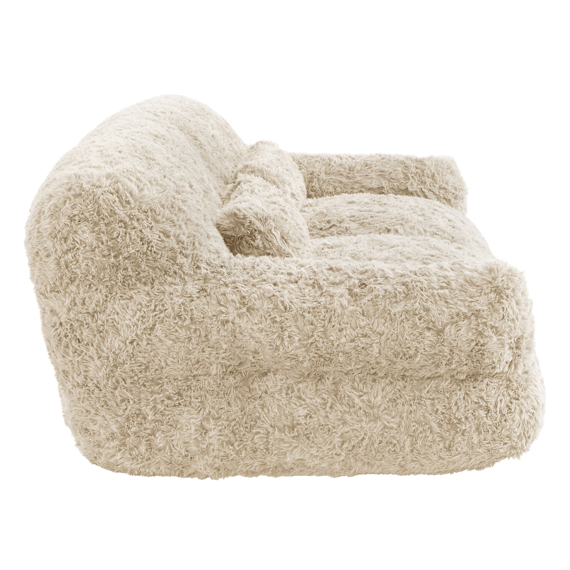 Spruce & Spring Ultra-Plush Fleece Lazy Sofa with Pillow & Blanket, Cozy Bean Bag Loveseat for Living Room & Bedroom, Sand