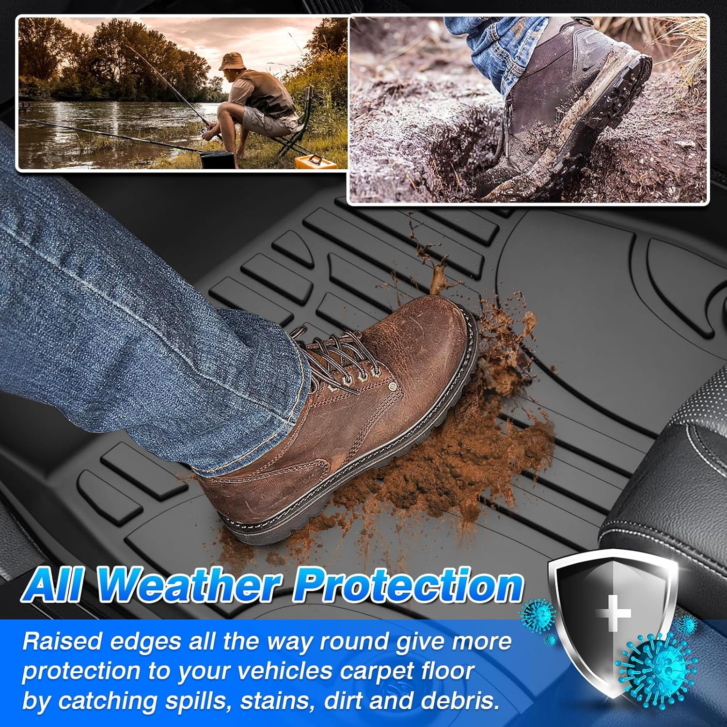 Canvcle Floor Mats Custom Fit for Honda CR-V CRV 2023 2024 2025 Accessories All Weather Floor Liner Front & 2nd Row Car Carpet Protection TPE Odorless
