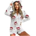 thumbnail image 2 of LEKWK Christmas Fleece Jumpsuits for Women One Piece Long Sleeve Cute Teddy Bear Rompers Matching Santa Xmas Pajamas Sleepwear Hooded Zip Up Jumpers Holiday Funny Clothes, 2 of 7