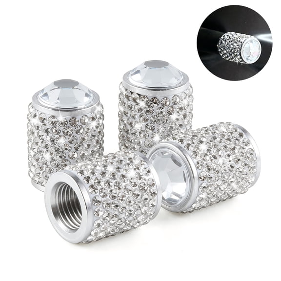 4 PCS Bling Car Tire Valve Caps, Rhinestone Crystal Valve Stem Caps for Women, Universal Dustproof Covers for Cars, Trucks, SUVs & Motorcycles
