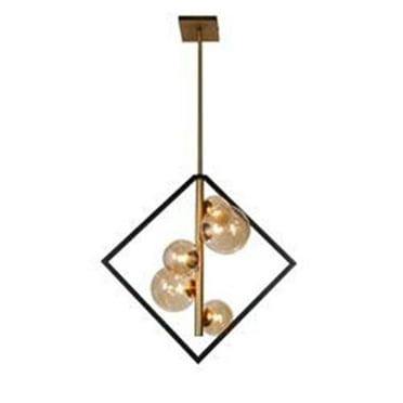 5 Light Pendant, Matte Black & Vintage Bronze Finish