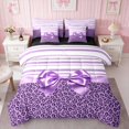 thumbnail image 2 of Erosebridal Leopard Satin Bow Ribbon Full Size Bedding Sets for Girls, Cheetah Animal Print Lace Full Size Bed in a Bag, Black Reversible 7pcs, 2 of 6