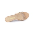 thumbnail image 4 of BLISSFUL STEP Women's Triple Strap Rhinestone Mules Open Toe Stiletto Heel Slide Sandals Nude 6, 4 of 8