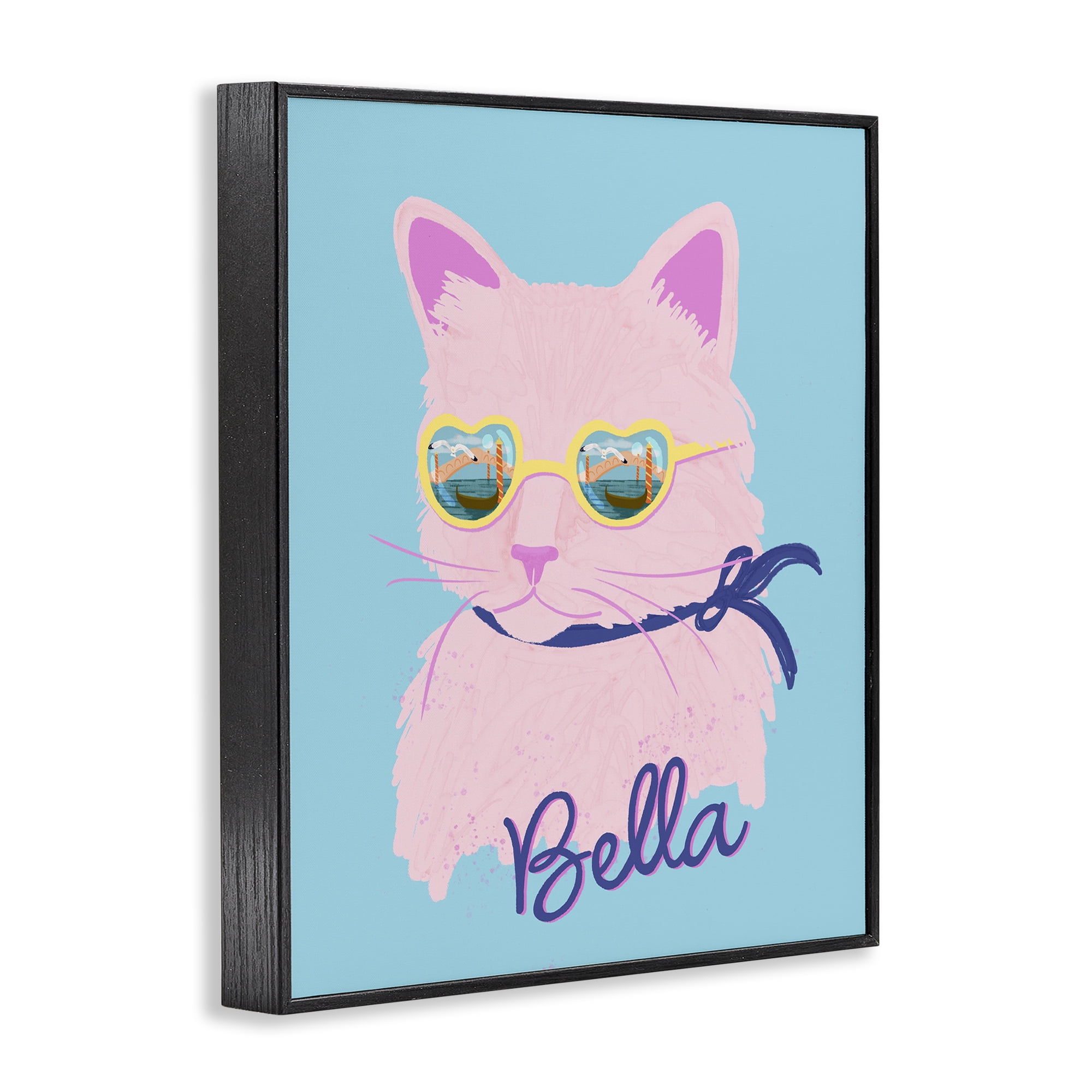 Stupell Industries Cool Cat Bella Black Framed Giclee Art, design by Steffanie Pisula
