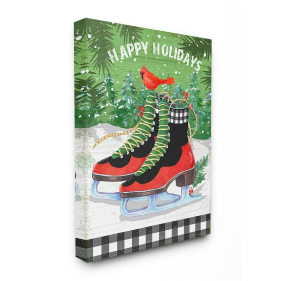 Stupell Indtries Traditional 'Happy Holidays' Winter Season Skating Design Designed by Andrea Tachiera