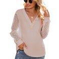 thumbnail image 1 of Camisas informales con cuello en V para mujer, camisas holgadas de punto de manga larga con estilo en forma de rombo para otoño e invierno, 1 of 7