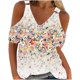 thumbnail image 2 of ICHUANYI Clearance Women Summer Sexy T- Shirt Cold Shoulder Pullover Blouse V-Neck Short Sleeve Printed Tops(Yellow, S) ICHUANYI WER2023080817879, 2 of 5