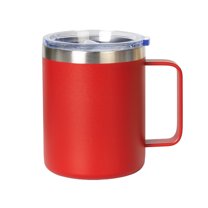 Muka 12 Ounce Insulated Coffee Mug With Lid, Stainless Steel Cup for Camping Office Home-Red