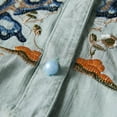 thumbnail image 5 of Boho Clothes for Women 3/4 Sleeve Cotton Linen V Neck Embroidered Blouses Trendy Summer Casual Tops by Yigetop Light blue XL, 5 of 7
