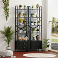 thumbnail image 2 of Tydimor 5-Tier 64"H Industrial Bookshelf with 2 Removable Drawers Narrow Bookcase for Living Room,Black Oak, 2 of 6