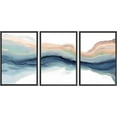 thumbnail image 4 of PixonSign Framed Wall Art Set Pastel Watercolor Teal Brown Paint Stroke Landscape Abstract Canvas Print Nature Wilderness Modern Art Decor Scenic Relax/Calm for Bedroom - 24"x36"x3 Panels Black, 4 of 5