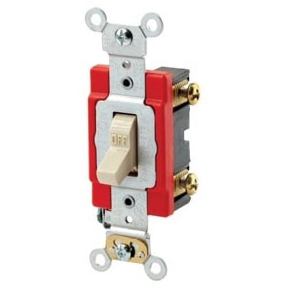 Leviton 1221-2I 20A 120/277V Toggle Single-Pole AC Quiet Switch Spec Grade, Ivory (10 Pack)