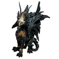 GROUND UNIT BLACK ARMORED DRAGON STANDING GUARD STATUE SCULPTURE