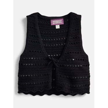 Weekend Academy Girls Crochet Tie Front Vest, Sizes 4-18