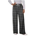 thumbnail image 3 of Swuxness Women Casual Sports Straight Leg Pants, Womens Fall Long Pants, Women's Plaid Print Drawstring Side Pocket Soft Comfortable Athletic Casual Long Pants Gray, XXL, 3 of 5