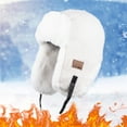 thumbnail image 2 of Riforla Fashion Women Men Sport Style Solid Keep Warm Winter Outdoor Cycling Windproof Ear Hats Bomber Hats White, 2 of 4