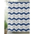 thumbnail image 2 of Shower Curtain Navy Blue Water Ripples Bathroom Curtains with Hooks, Waterproof Fabric Striped Bath Shower Curtains Set for Bathroom Bathtubs Decor 36x72 Inch, 2 of 8