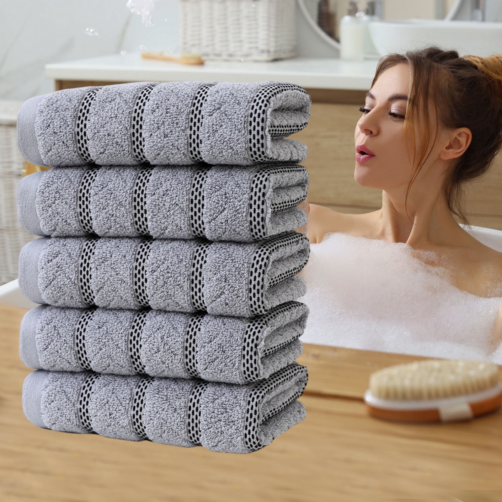 Specollect Clearance 5Pcs Classic Turkish Towels Luxurious 100% Turkish Cotton Washcloths, Highly Absorbent & Quick Dry, Face Towels Wash Cloths for Hotel, Spa & Gym