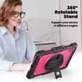 thumbnail image 4 of Case for Lenovo Tab K10 10.3 Inch/M10 FHD Plus 2020 2nd Gen with Screen Protector, 360 Degree Rotating Kickstand Hand Strap Heavy Duty Shockproof Cover with Shoulder Strap, Rose PC, 4 of 7