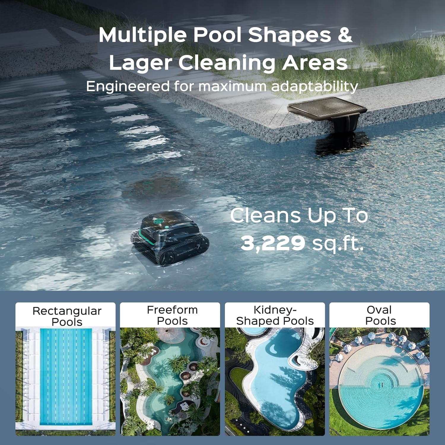 WYBOT S2 Solar Powered Robotic Pool Vacuum Cleaner, Auto Return & Charge, Enhanced Scheduled Cleaning, 3D Adsorption System, Brushless Motor, Ideal for Inground Pools Up to 3229 Sq.Ft