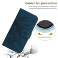 thumbnail image 6 of For iPhone 14 Plus 6.7" Sunflower  Embossed Strong Magnetic Attachment/Closure, Card Slots/Pocket, PU Leather Flip Wallet Case With Adjustable Shoulder Strap,Dark blue,For iPhone 14 Plus, 6 of 11